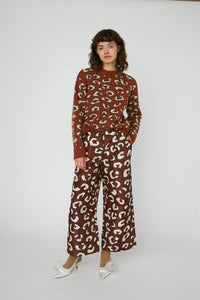 Leopard Jacquard sweater - Burned Orange
