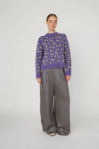 Leopard Jacquard sweater - Monster Purple