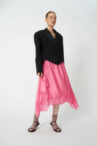 Asymetric Lace Trimmed Skirt - Amazing Pink