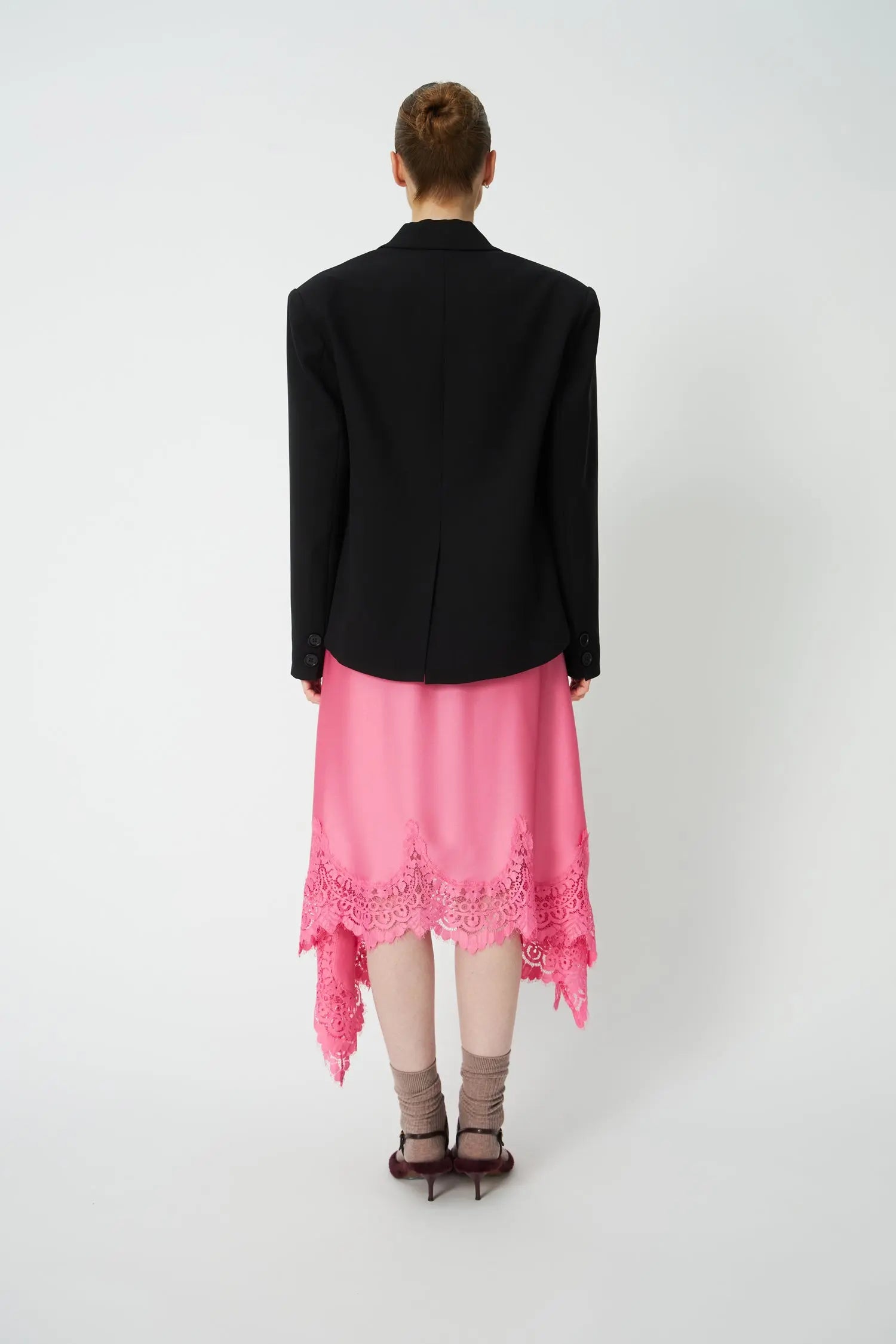 Stella Nova Asymetric Lace Trimmed Skirt Skirt 567 Amazing Pink