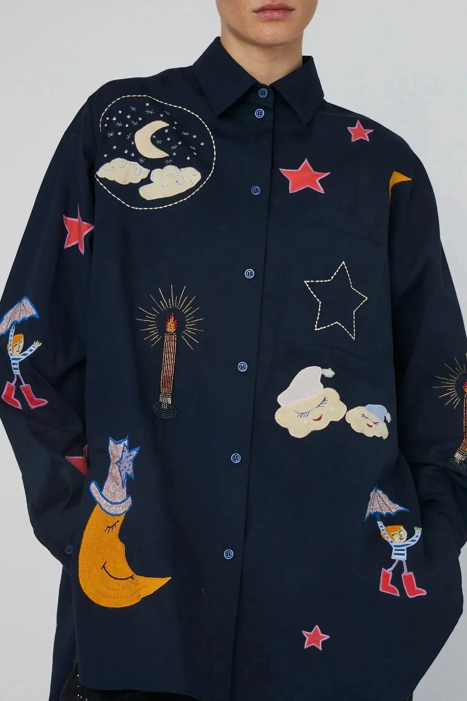 Stella Nova Bead Embellished Shirt Shirt 395 Navy