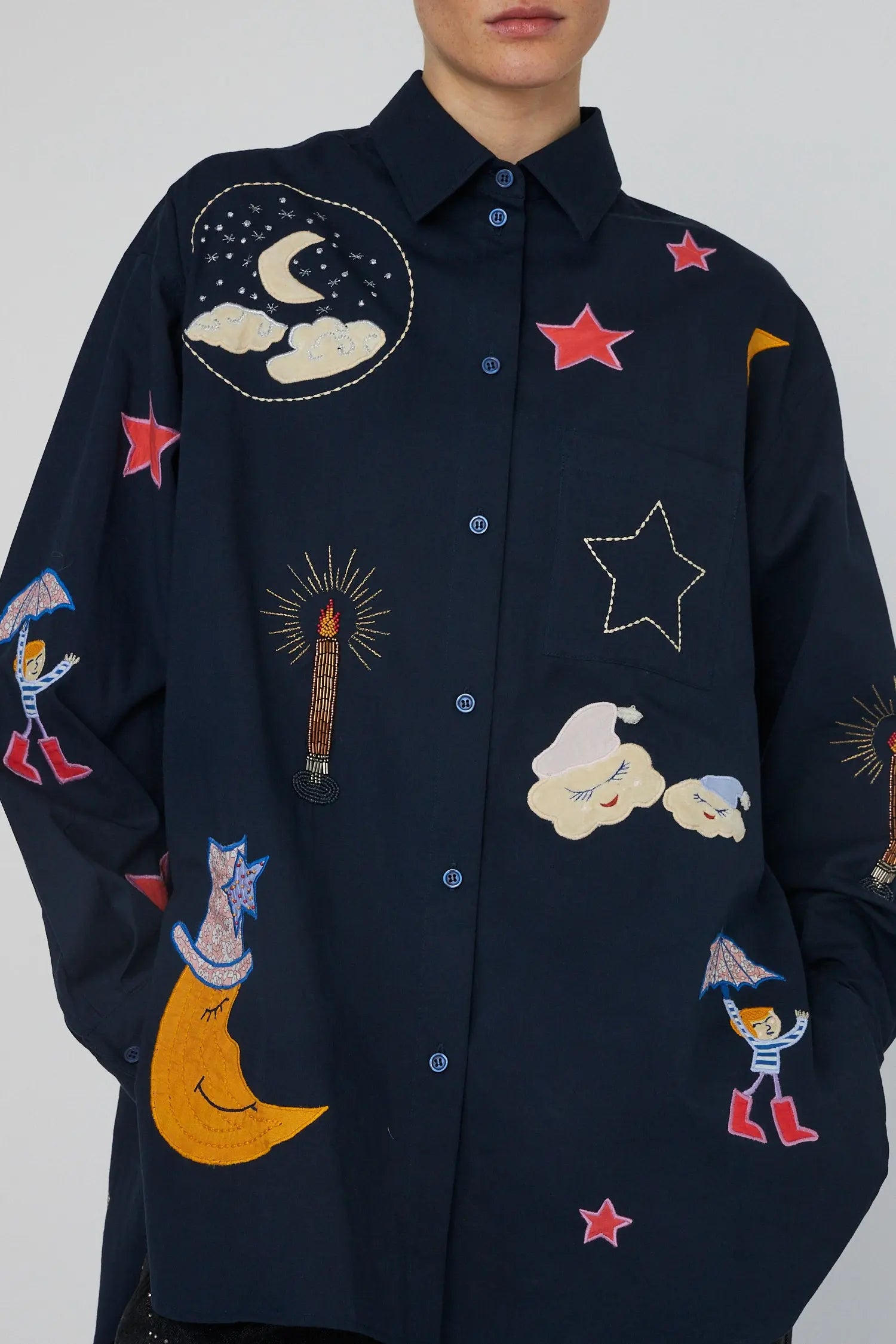 Stella Nova Bead Embellished Shirt Shirt 395 Navy