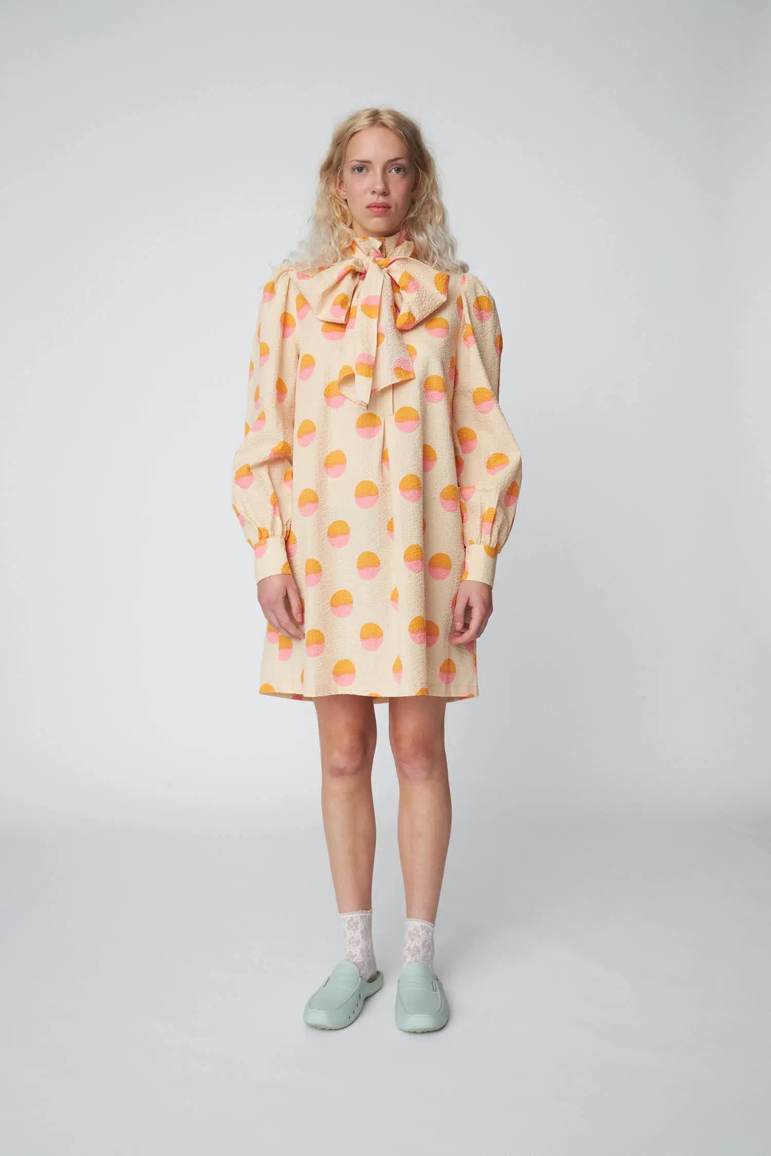 Stella Nova Big Dot Dress with Bow Tie Dress 474 Creme/Red Dots