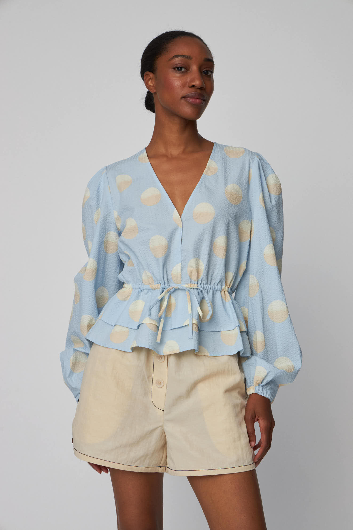 Stella Nova Big Dot Blouse Blouse 302 Light Blue