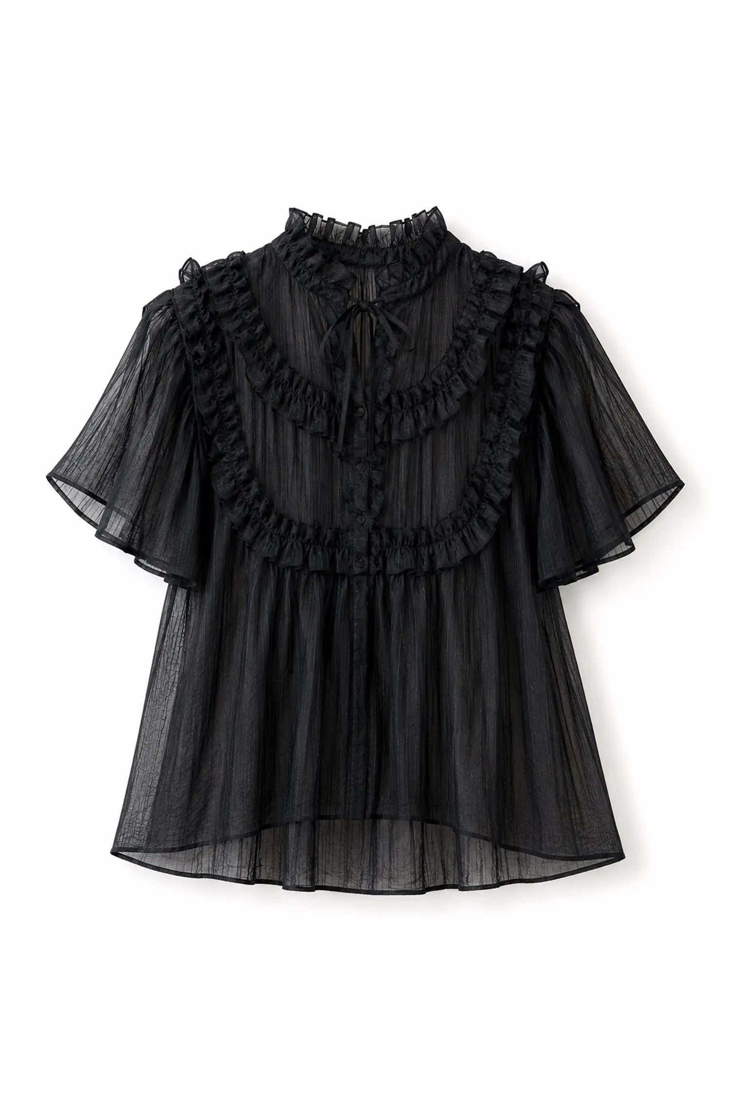 Stella Nova Blouse with flounces Top 999 Black