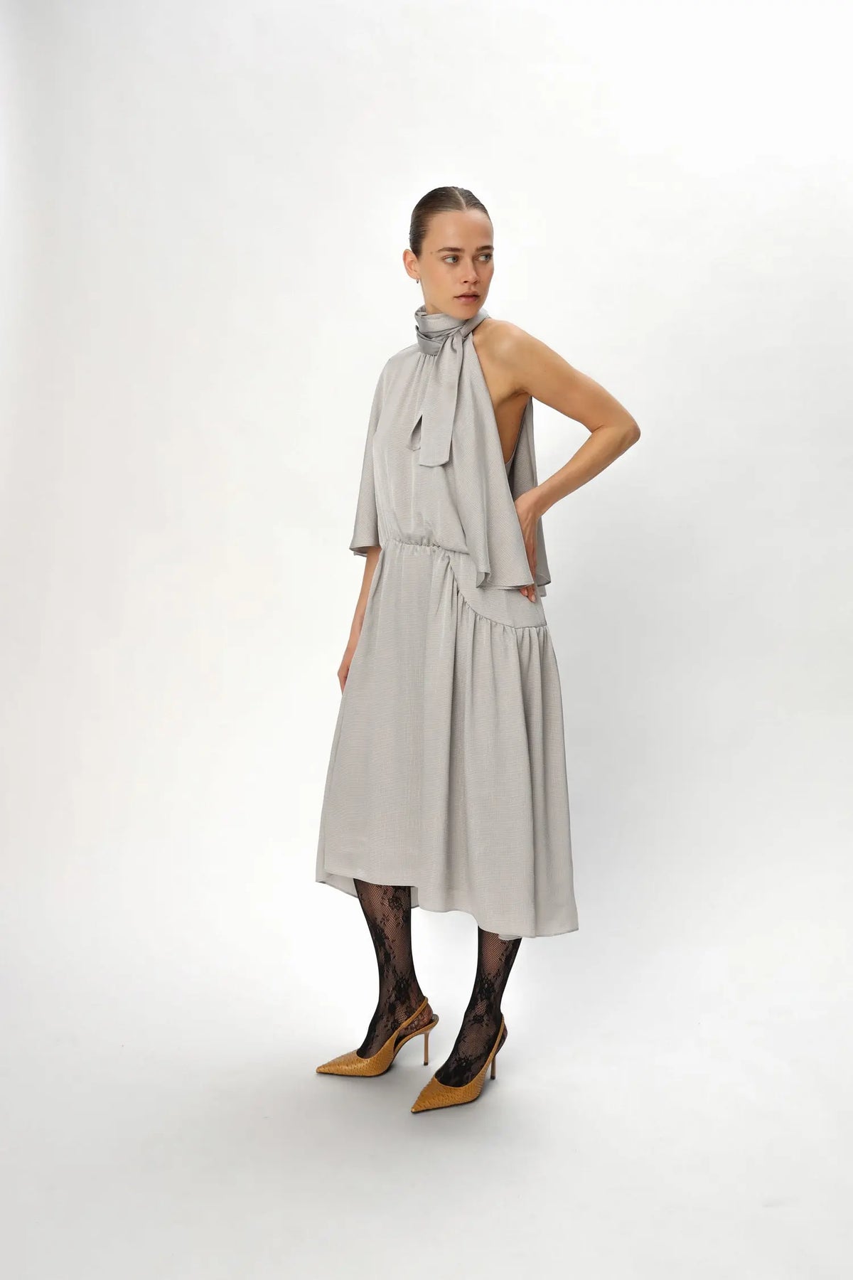 Stella Nova Butterfly Sleeved Dress Dress 876 Pearl Grey