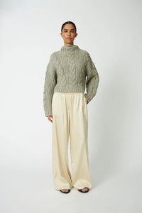 Cable Sweater - Light Grey Mélange