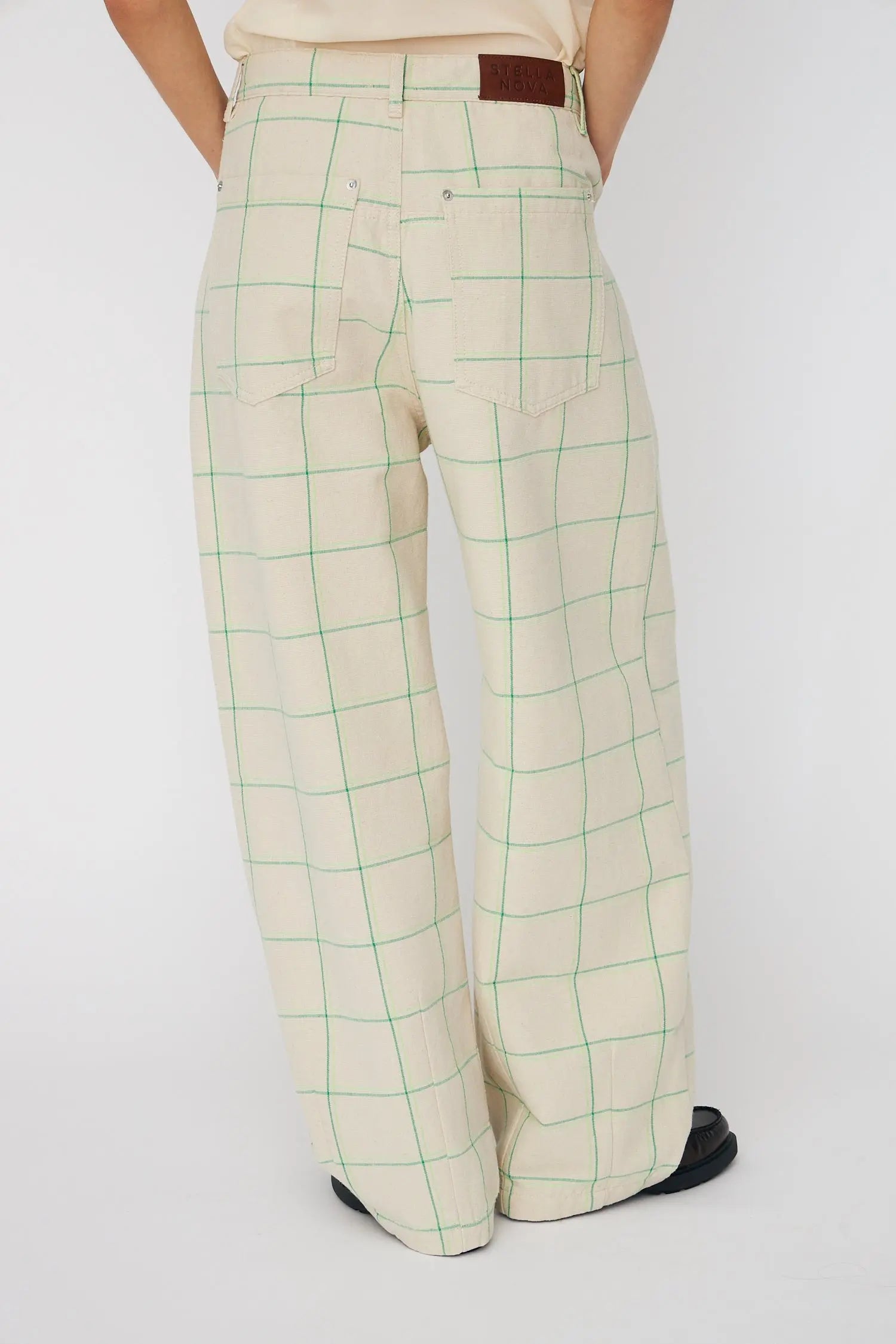 Stella Nova Checked Baggy Low-Waist Pants Pants 020 Creme Check