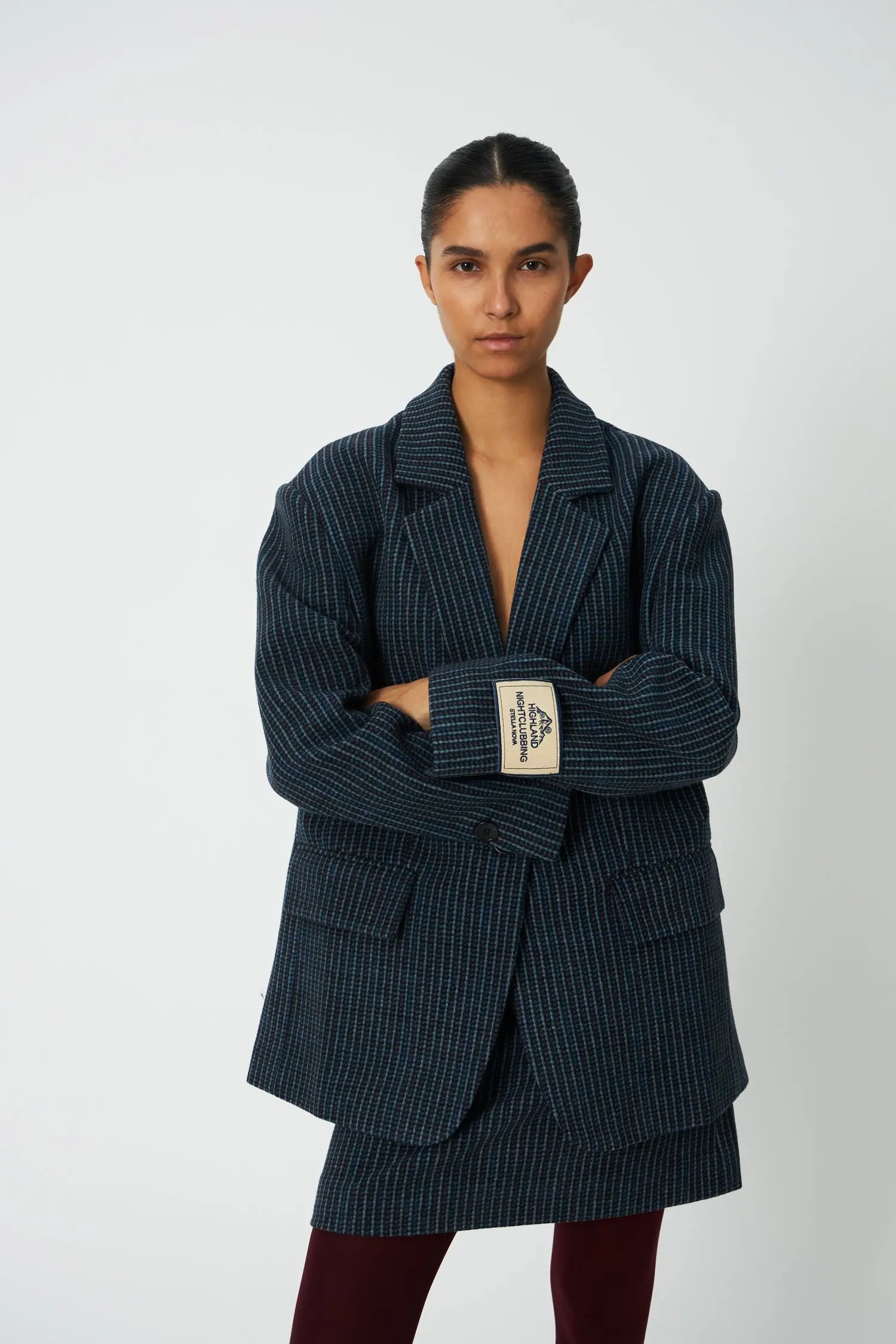 Stella Nova Checked Oversized Wool Blazer Blazer 416 Blue Checks