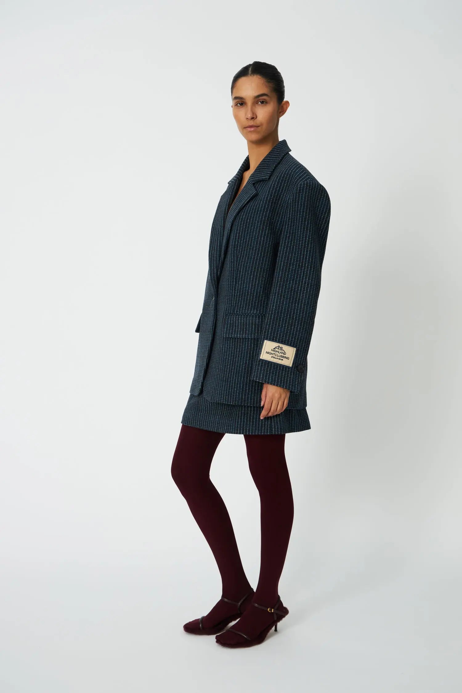 Stella Nova Checked Oversized Wool Blazer Blazer 416 Blue Checks