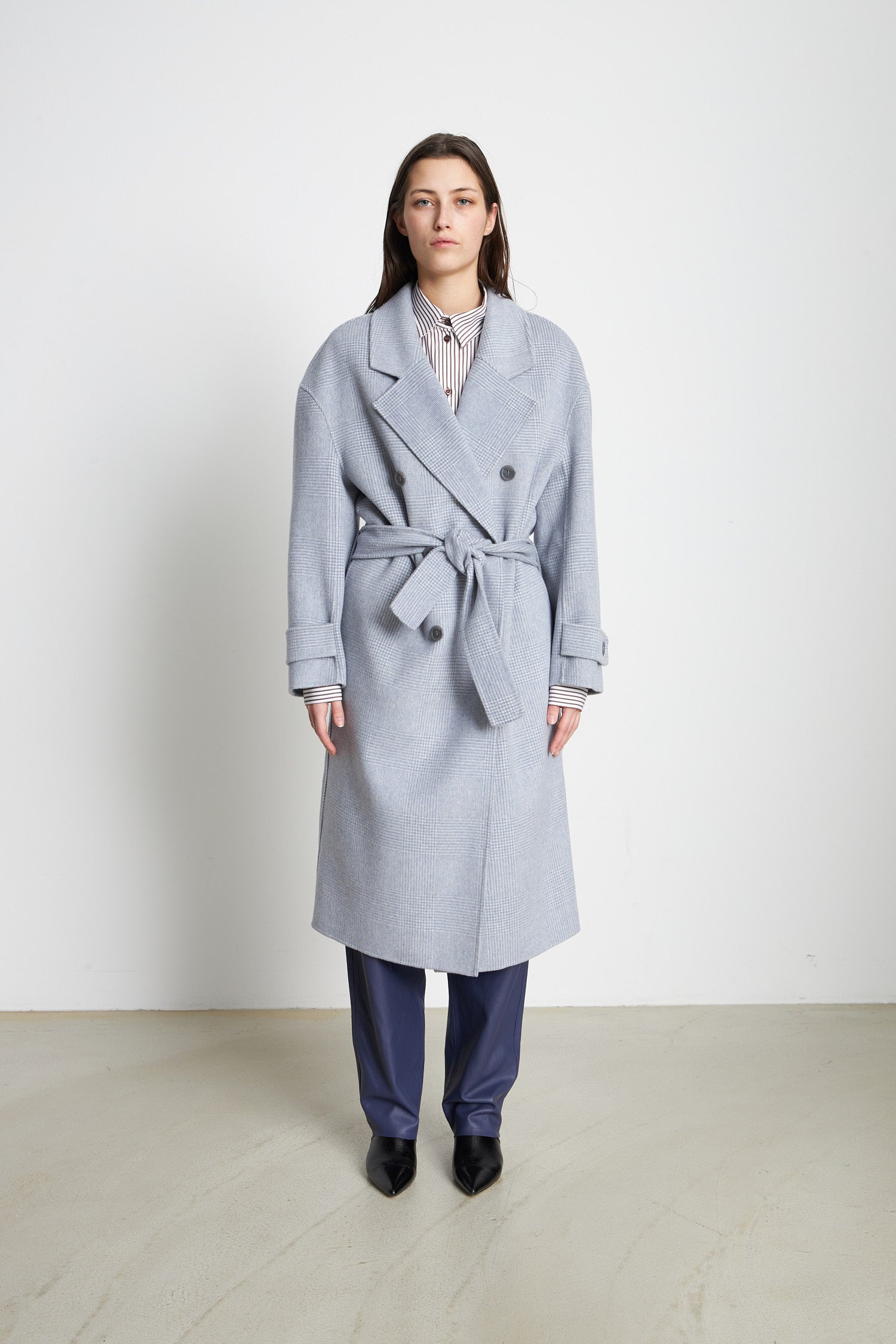 Stella Nova Checked wool mix coat Coat 864 Grey Checks