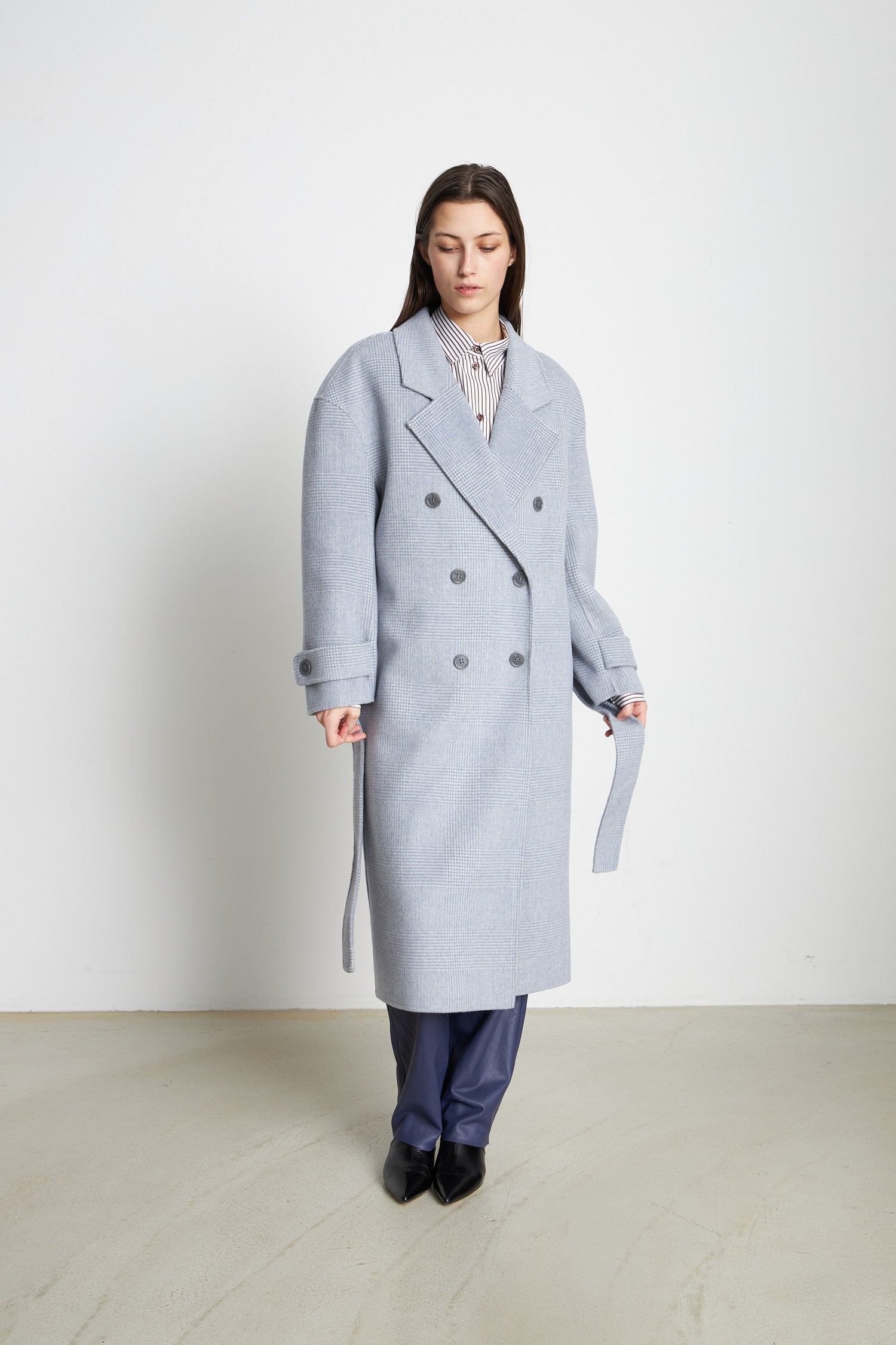 Stella Nova Checked wool mix coat Coat 864 Grey Checks