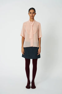 Chiffon Shirt with tie band - Soft Pink