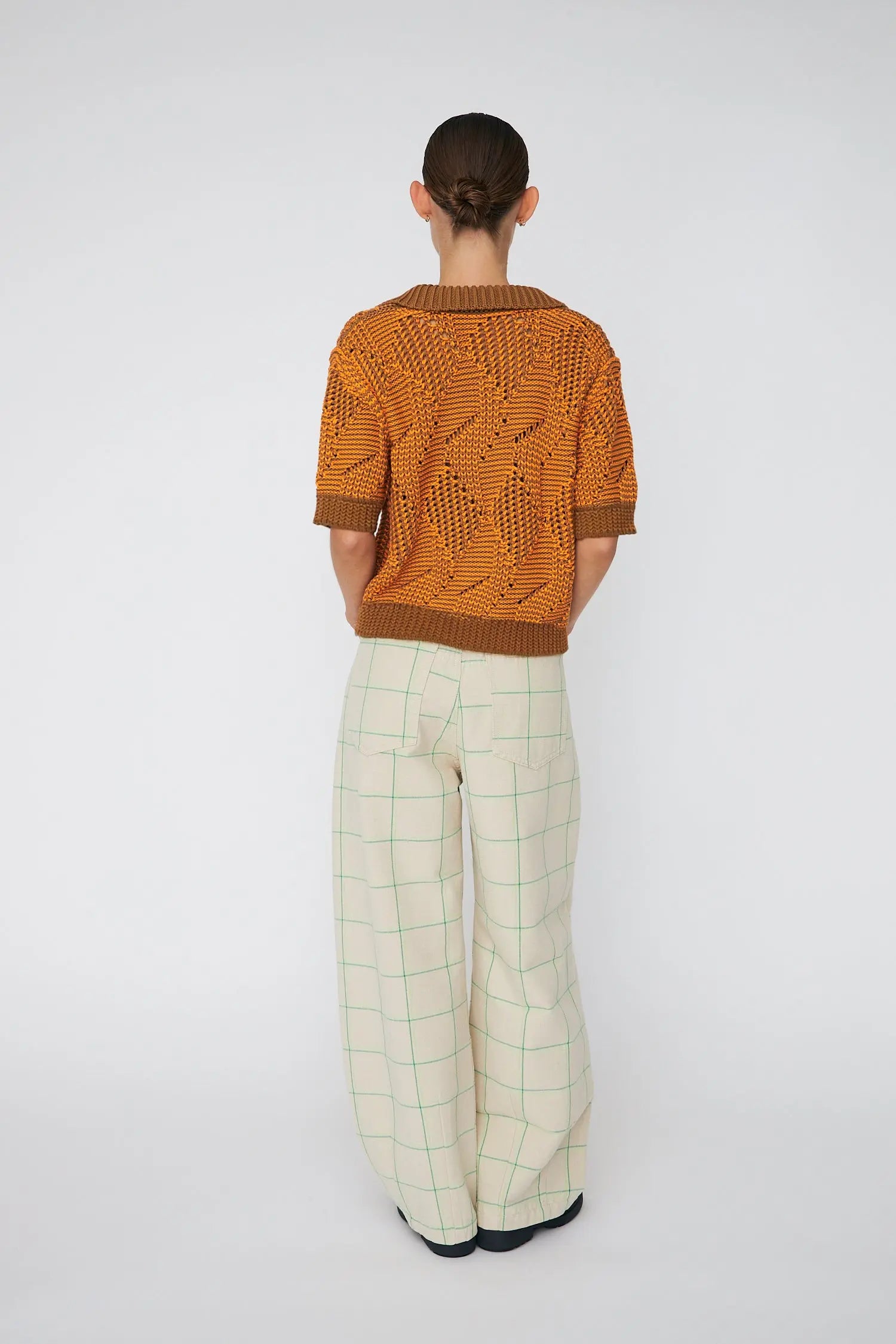 Stella Nova Cotton Knit Polo Blouse 473 Burned Orange