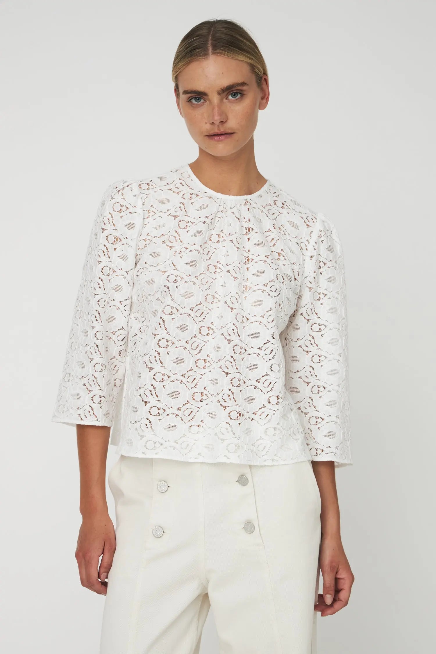 Stella Nova Cotton Lace Blouse Blouse 001 White