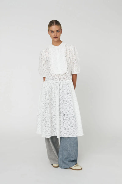 Cotton Lace Dress - White Cotton Lace Dress - White