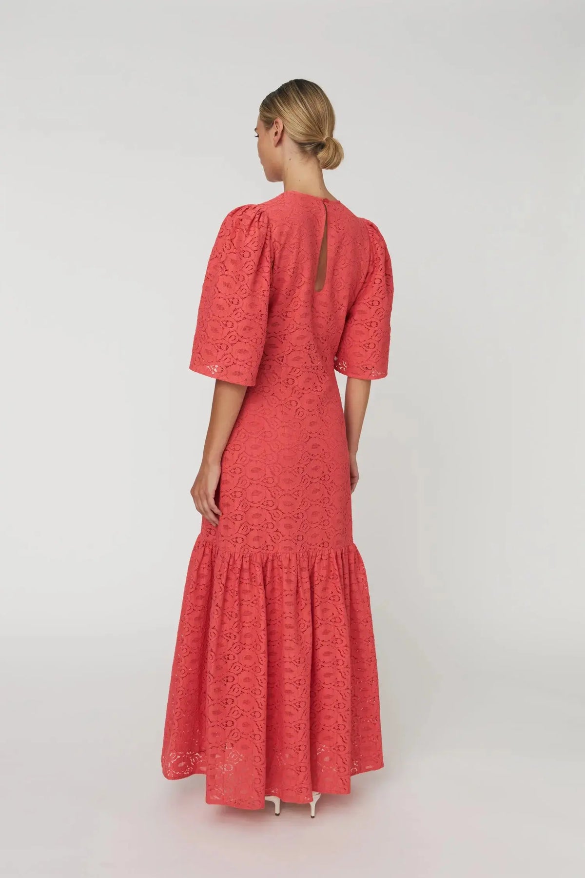 pattern dress summer lace Cotton Maxi Formaat:210cm Neck Short Sleeve Elegant _okendo:syndication_key:CL137376112 Mustard Yellow Dress -
