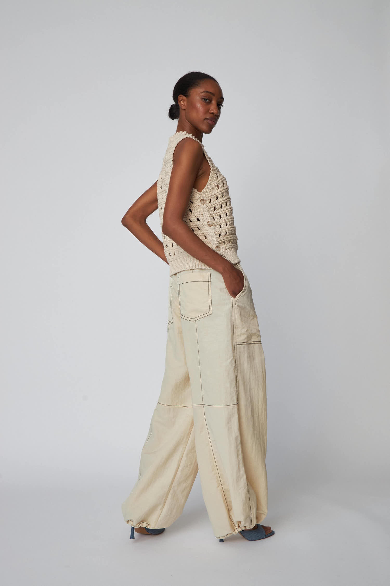 Stella Nova Cotton Stitch Vest Slipover 029 Creme