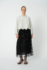 Cropped Blouse with Embroidery Anglaise - White