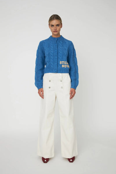 Supreme cable knit cardigan XL ライトブルー Cropped-Cable-Cardigan-in-Wool