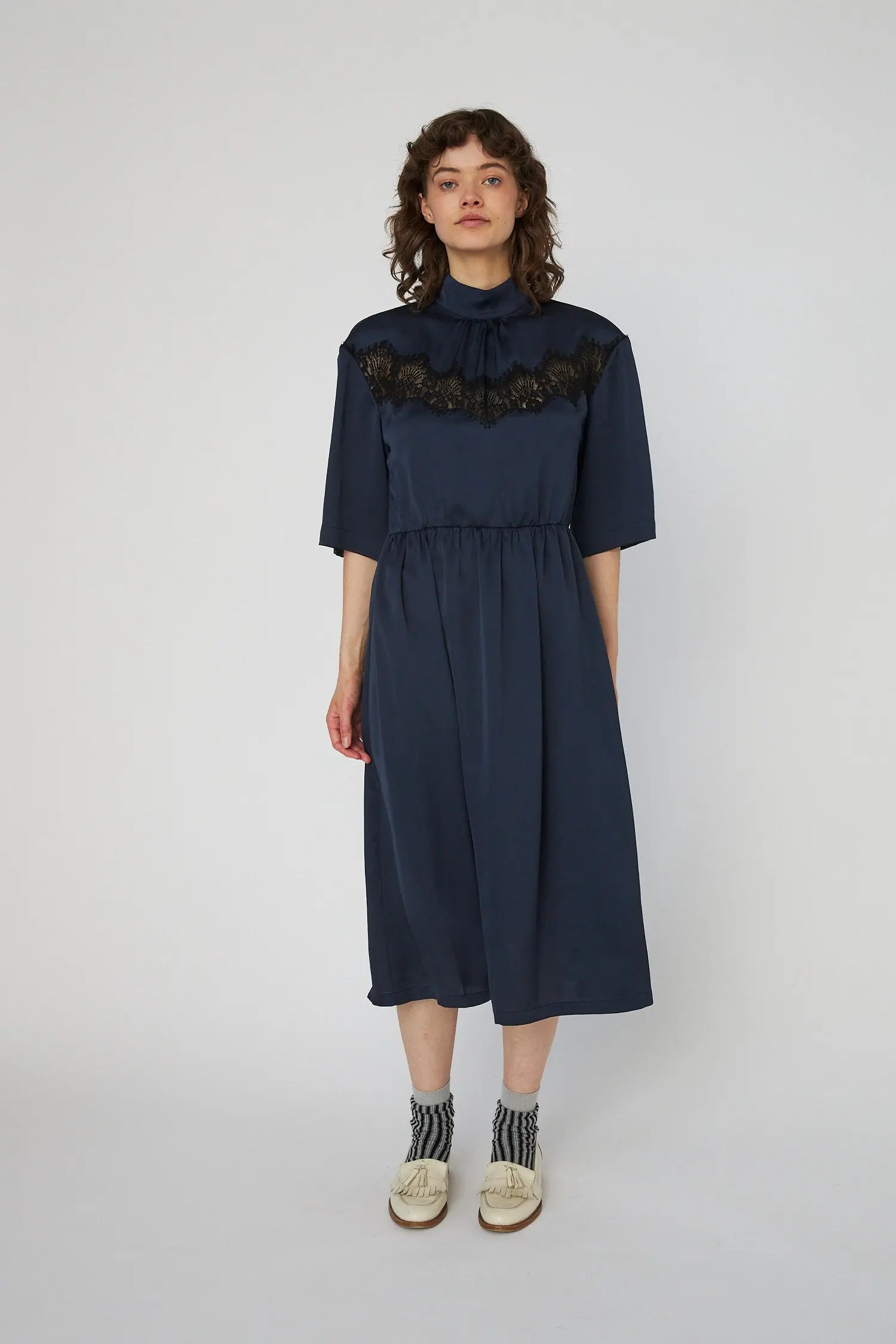 Delicate Lace Midi Dress - Ultra Navy 38 Delicate Lace Midi Dress - Ultra Navy 38
