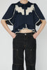 Delicate Lace Shirt - Navy /Creme