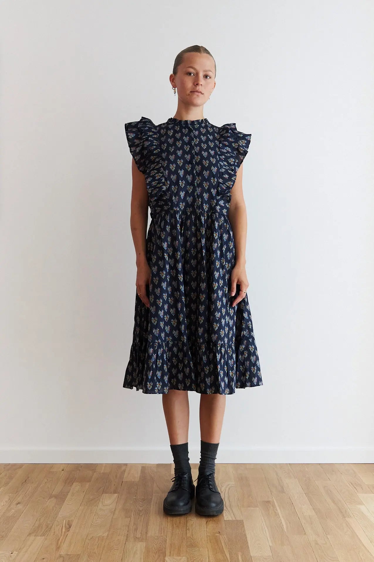 Stella Nova Delicate Printed Cotton Dress Dress 262 Navy Hearts
