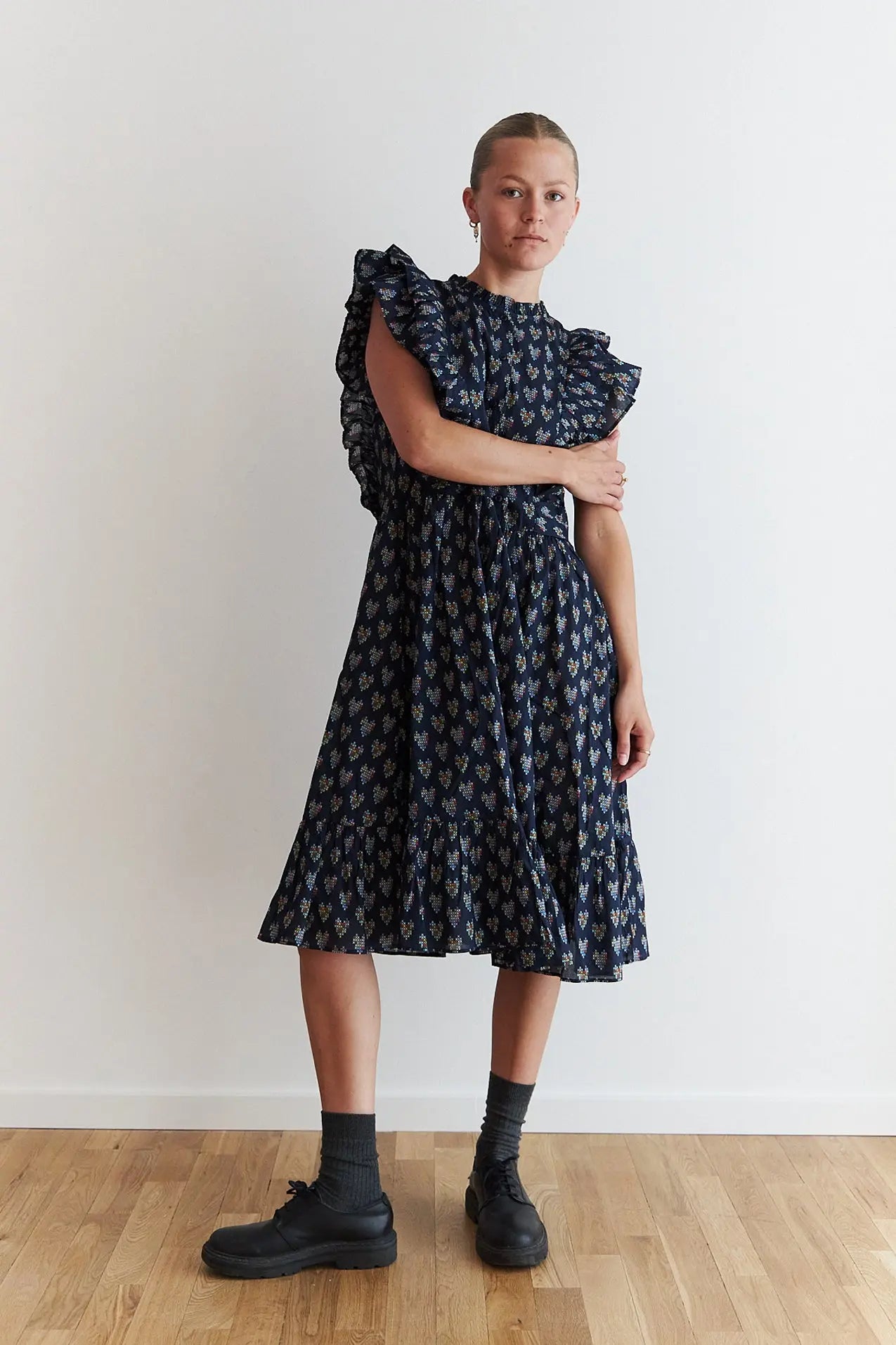 Stella Nova Delicate Printed Cotton Dress Dress 262 Navy Hearts