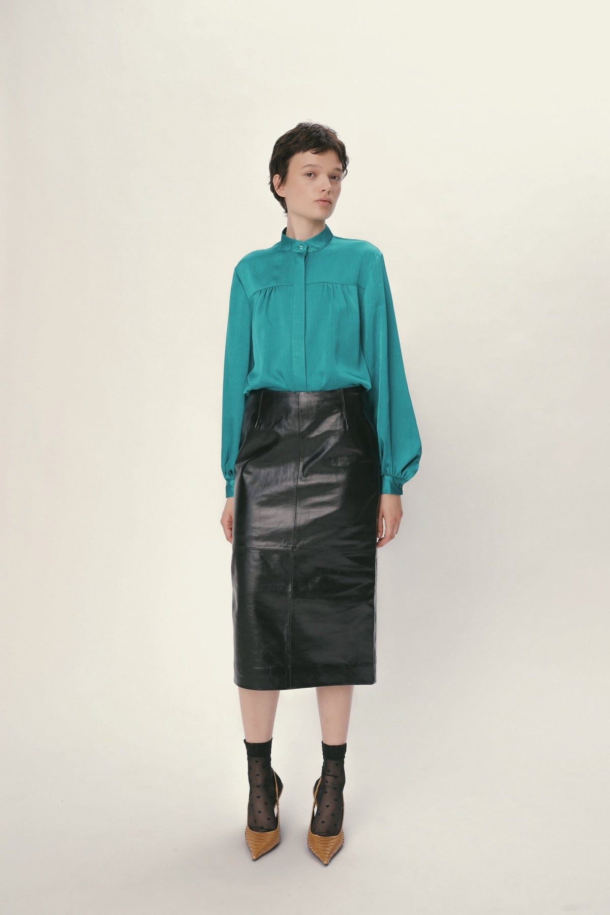 Stella Nova Drapy Sleeved Shirt Shirt 231 Emerald