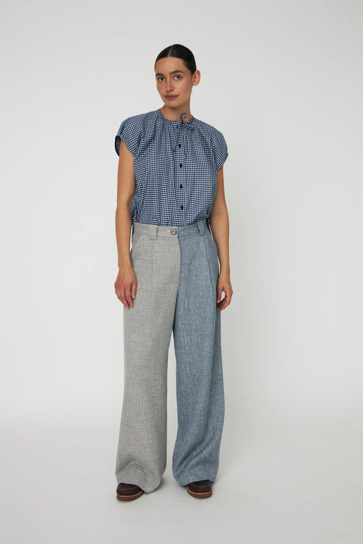 Stella Nova Drop Shoulder Oversized top Top 416 Blue Checks