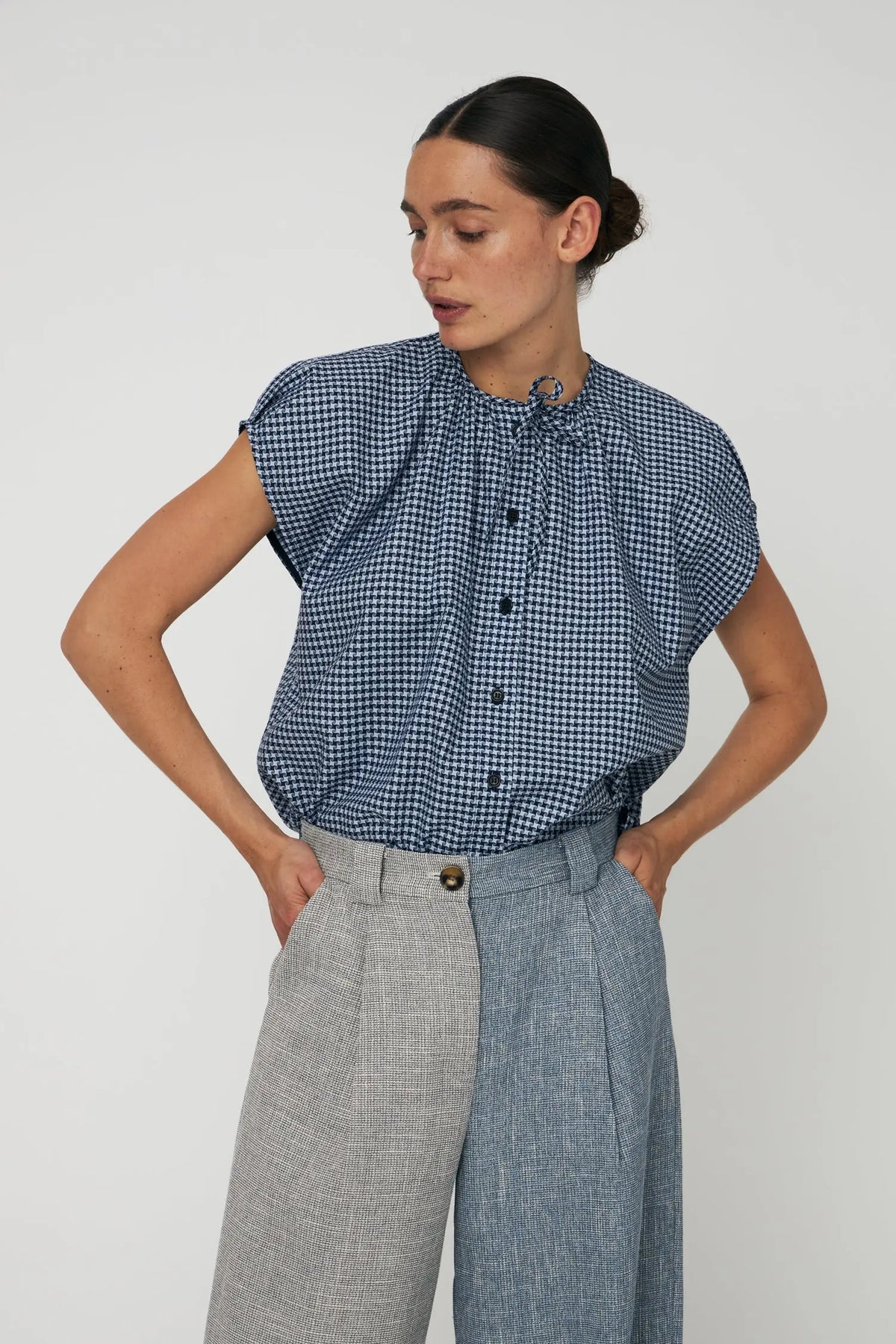 Stella Nova Drop Shoulder Oversized top Top 416 Blue Checks