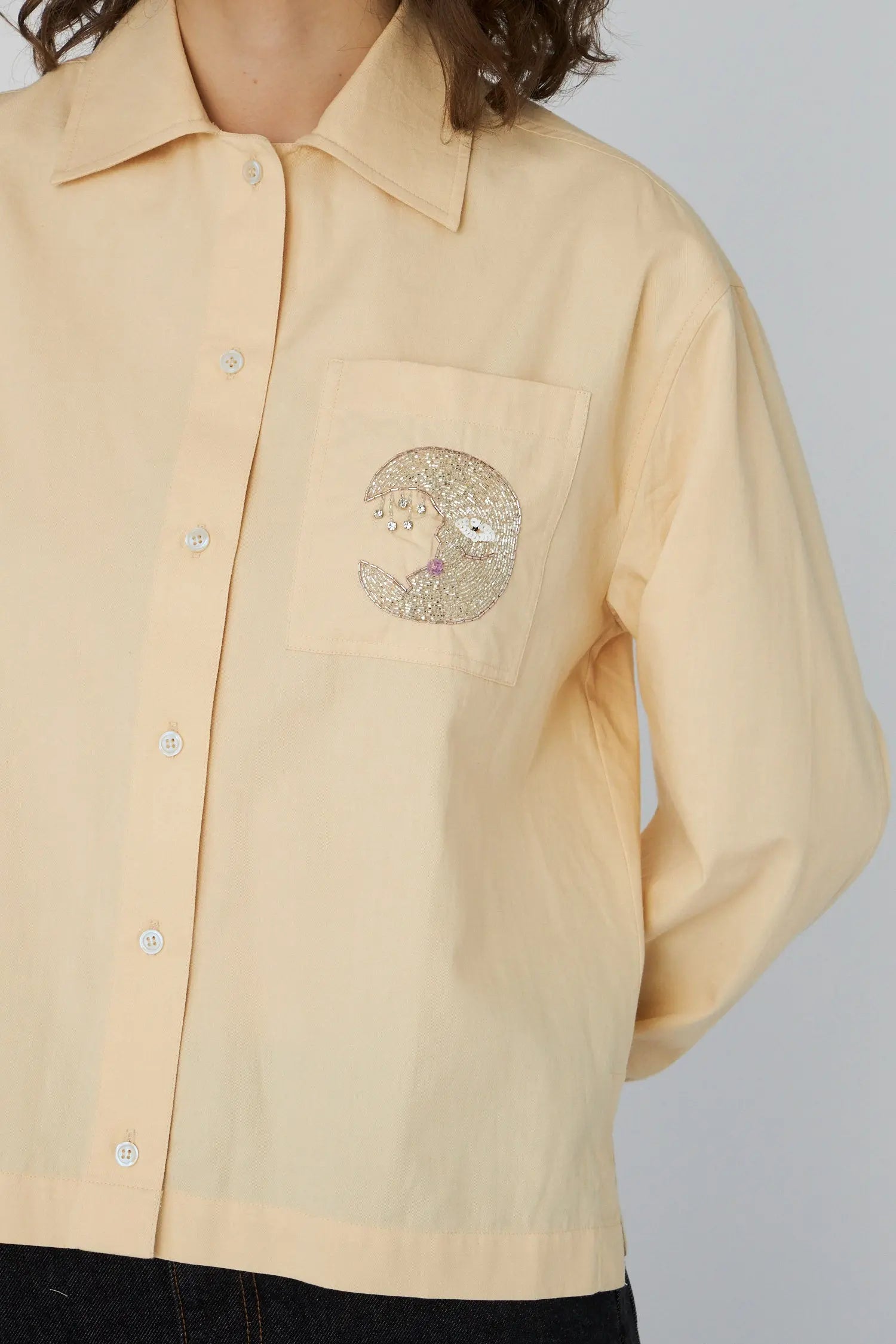 Stella Nova Embellished Moon Shirt Shirt 053 Creme Brûlée