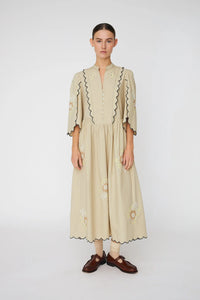 Robe mi-longue ample brodée - Army Touch