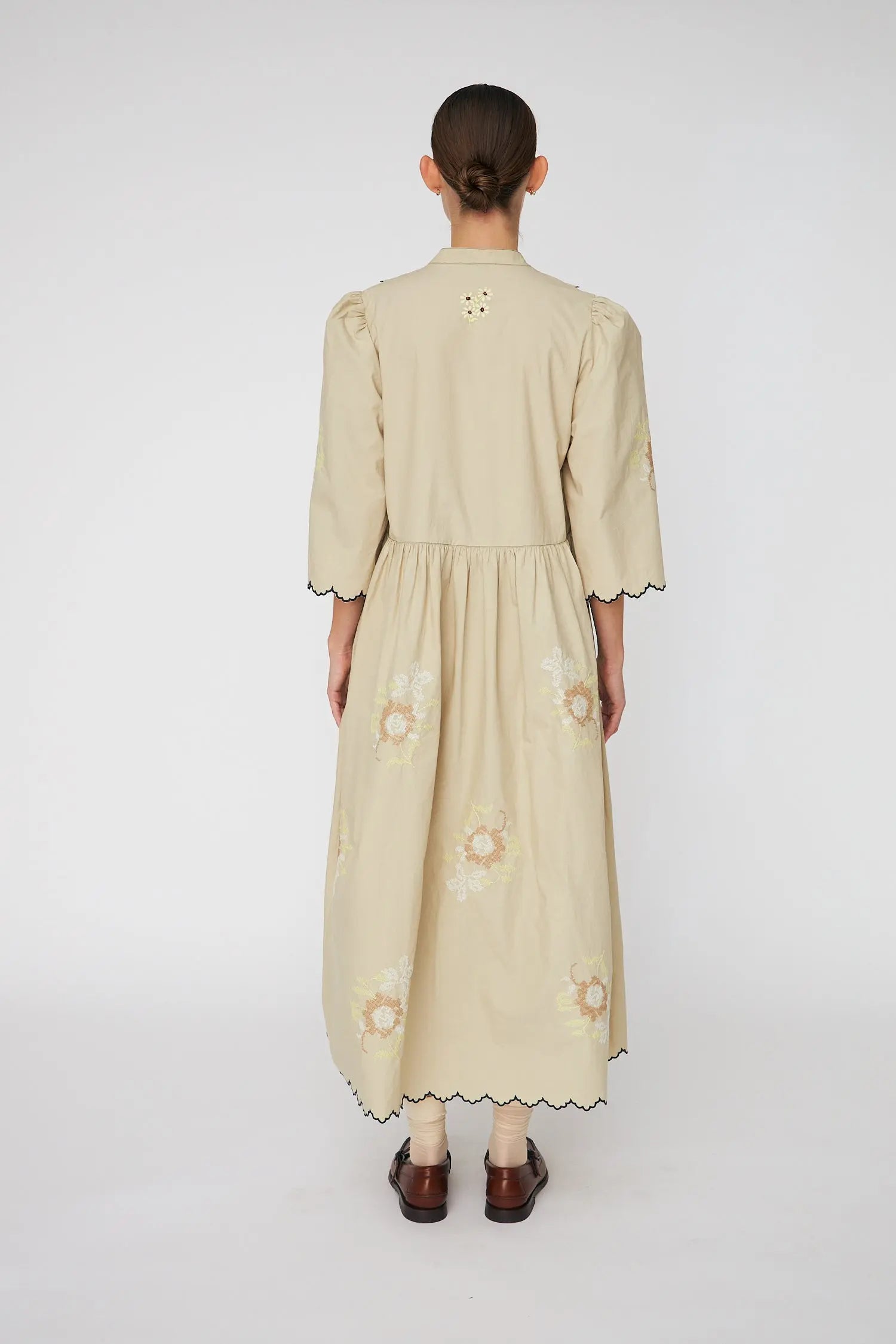 Stella Nova Embroidered Loose Midi Dress Dress 198 Army Touch