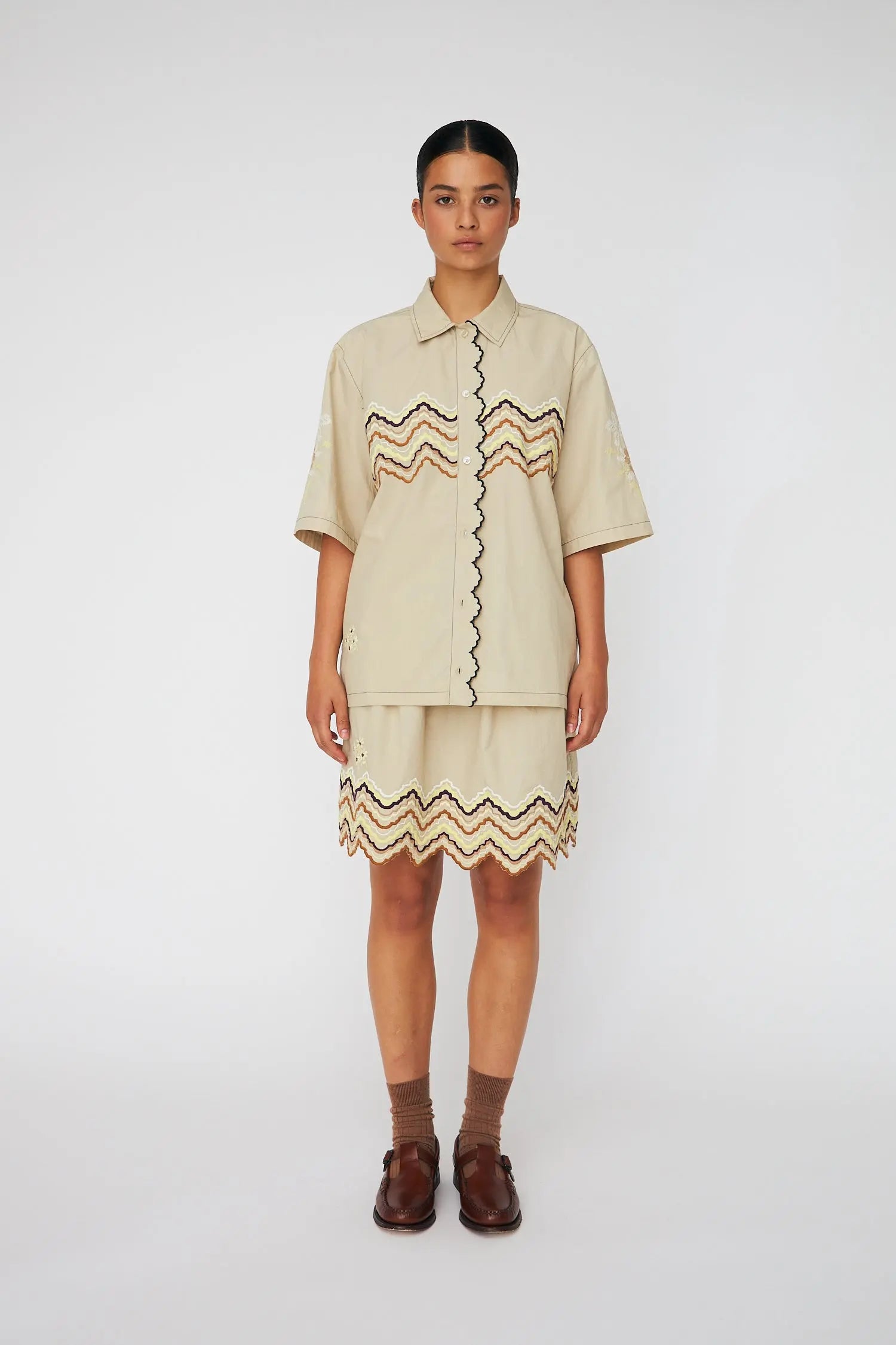 Stella Nova Embroidered Short Sleeved Shirt Shirt 198 Army Touch