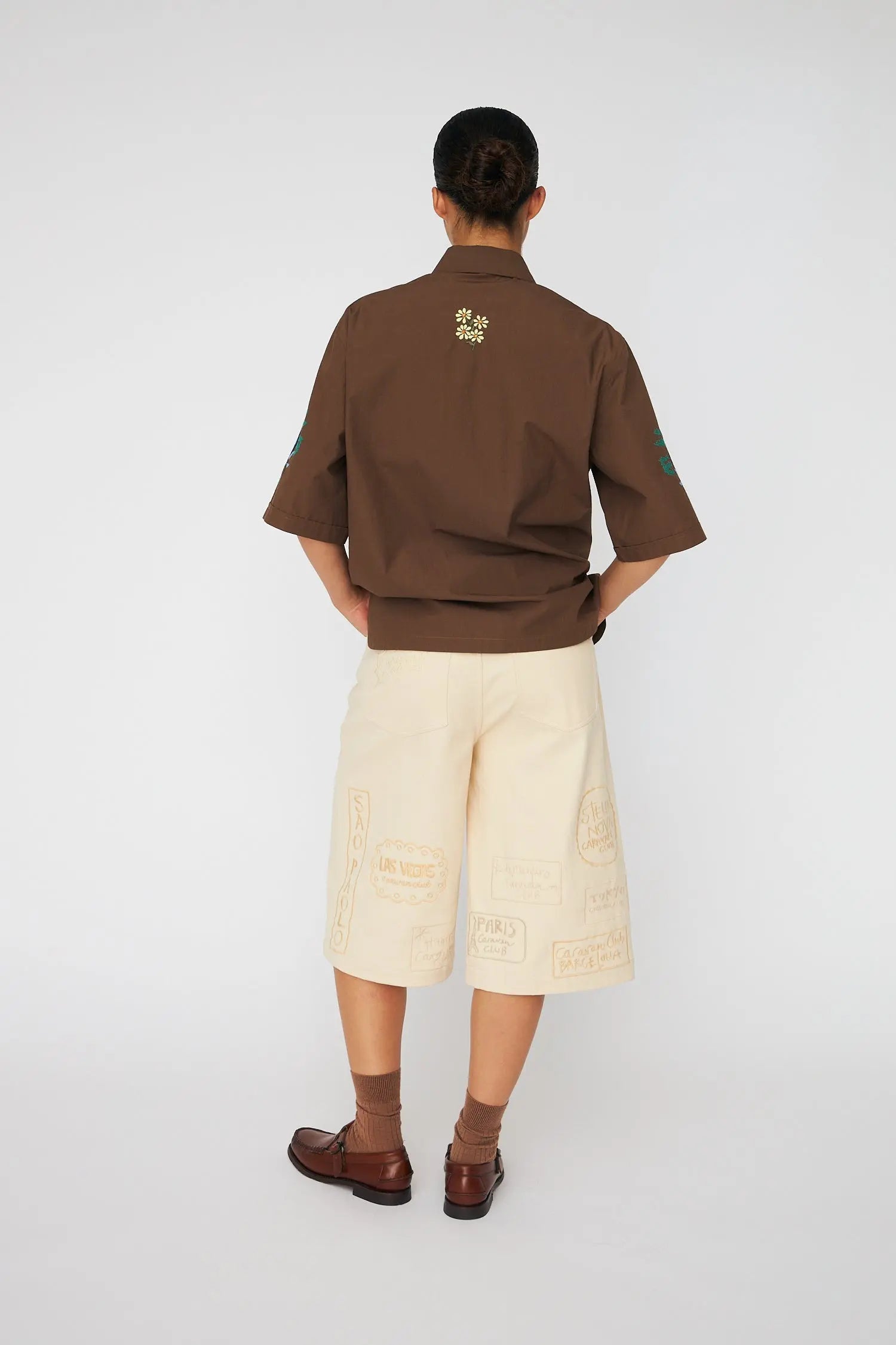 Stella Nova Embroidered Short Sleeved Shirt Shirt 869 Brown