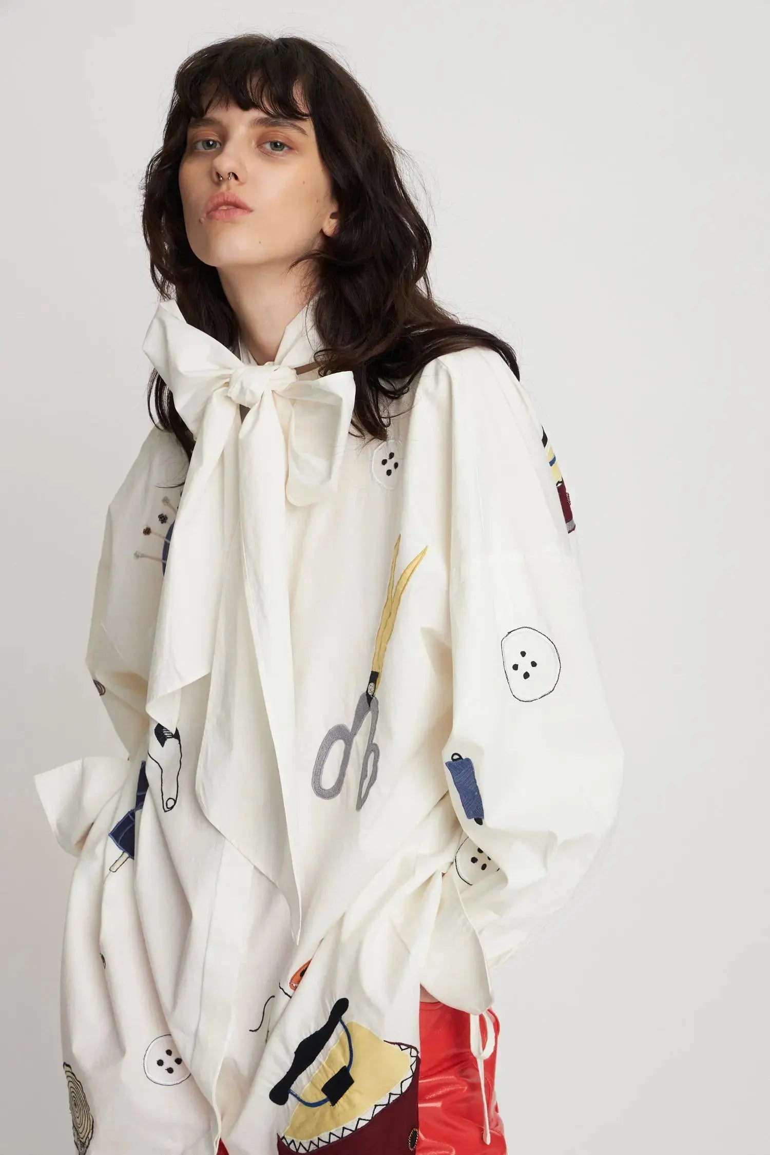 Stella Nova Embroidered shirt dress Shirt Dress 105 Creme/White