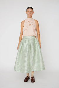 Embroidery Anglaise Halterneck Top - Soft Powder