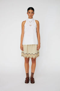 Embroidery Anglaise Halterneck Top - White