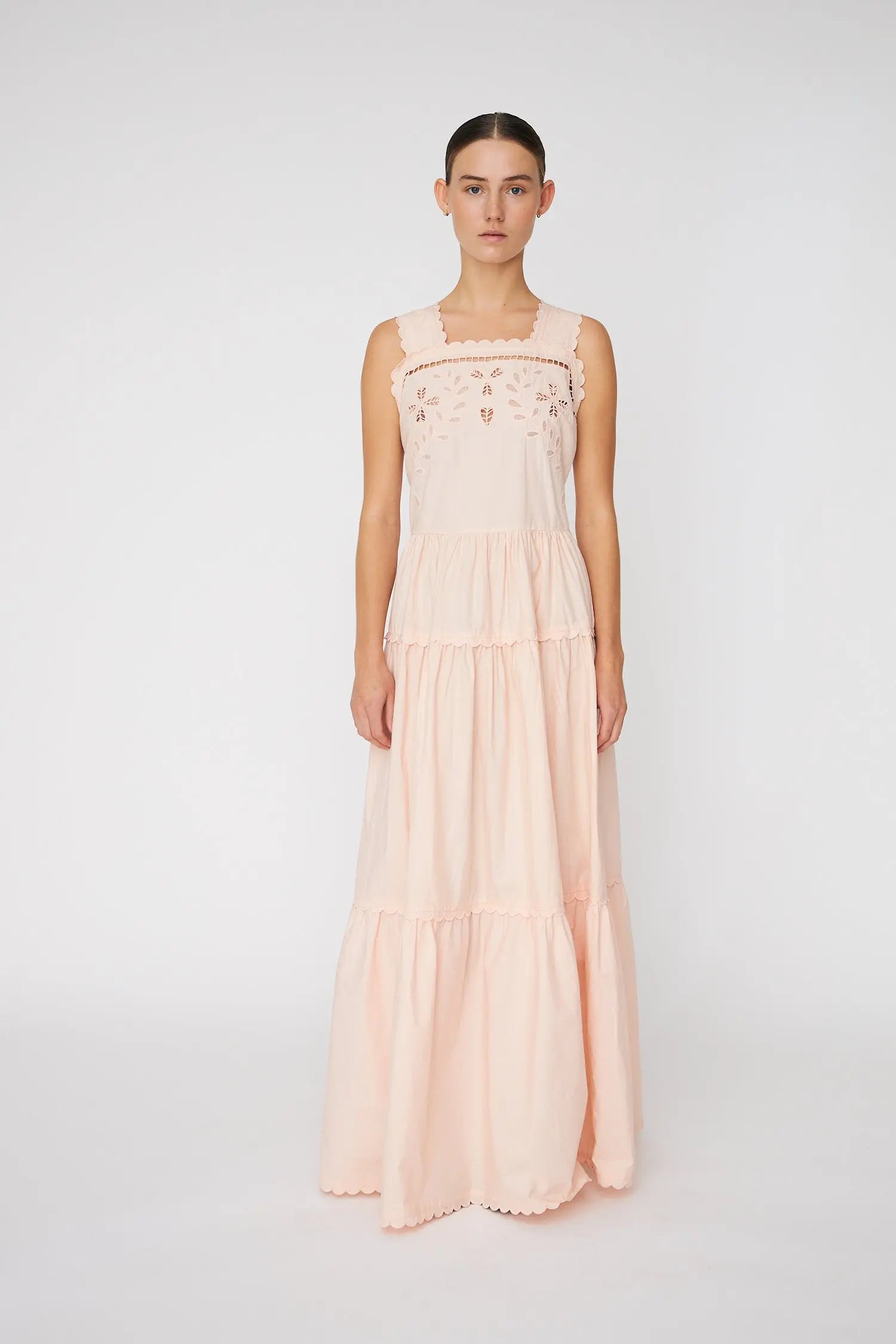 Stella Nova Embroidery Anglaise Maxi Strap Dress Dress 026 Soft Powder
