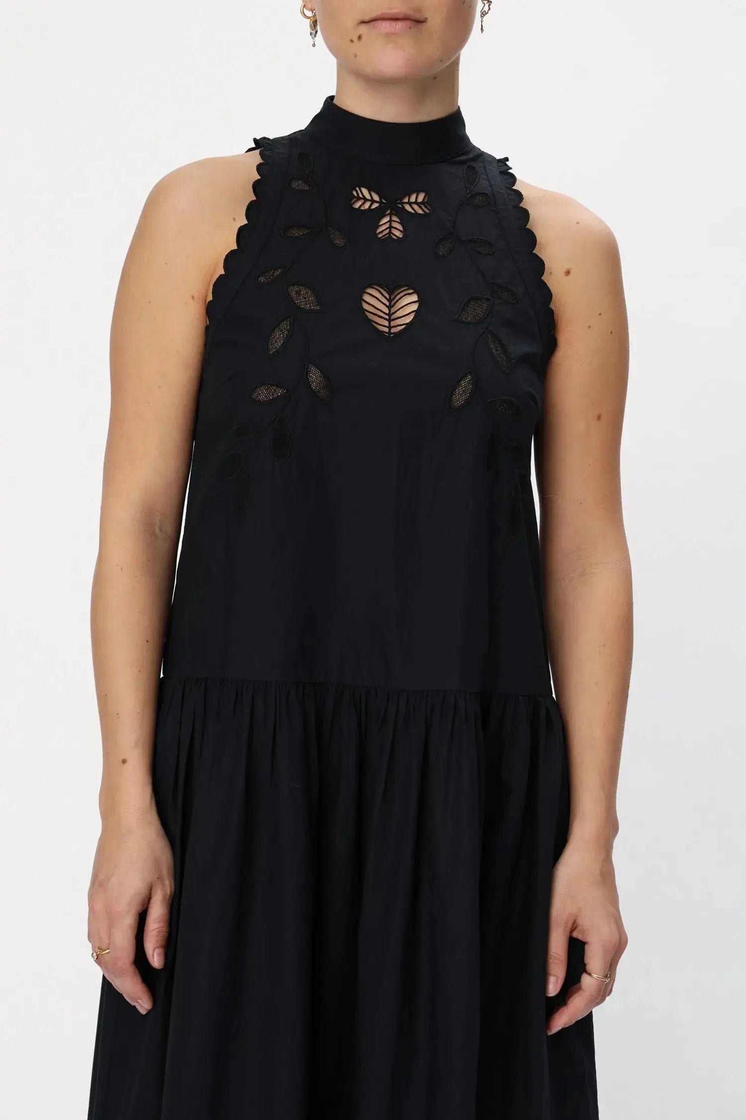 Stella Nova Embroidery Anglaise Maxi Strap Dress Dress 999 Black