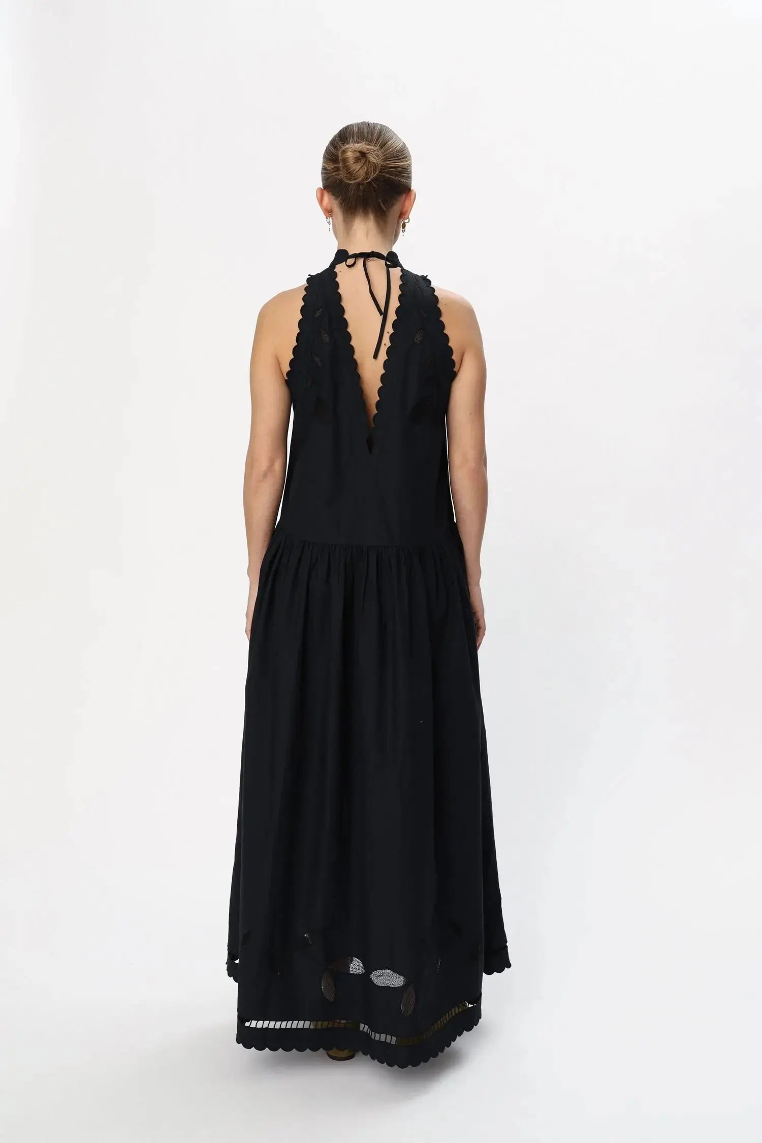 Stella Nova Embroidery Anglaise Maxi Strap Dress Dress 999 Black