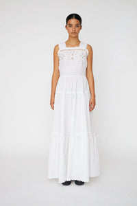 Broderi Anglaise Maxi Kjole - White