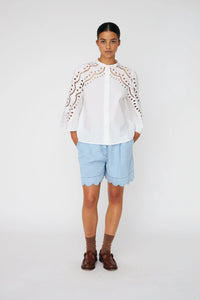 Camicia in pizzo inglese - White