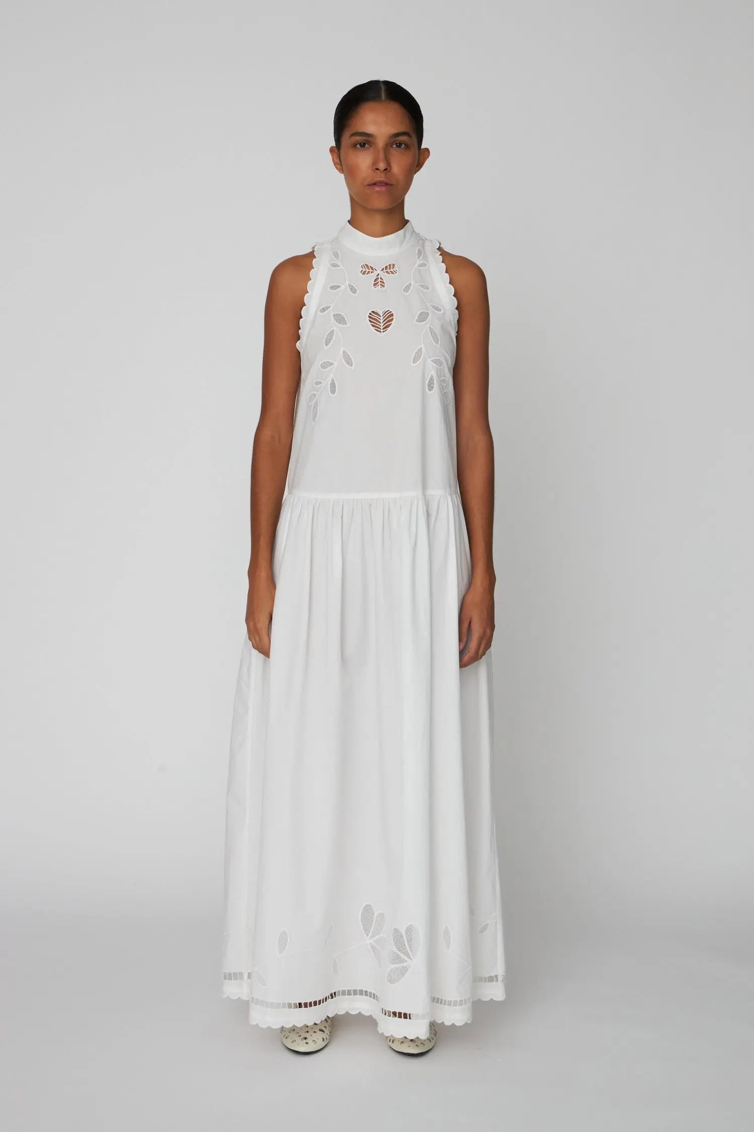 Stella Nova Embroidery Anglaise Sleeveless Maxi Dress Dress 010 Off white