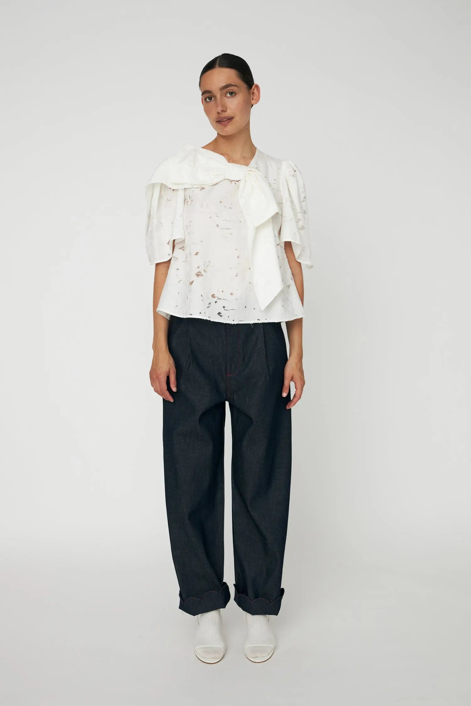 Stella Nova Festive Blouse with Bow Blouse 001 White