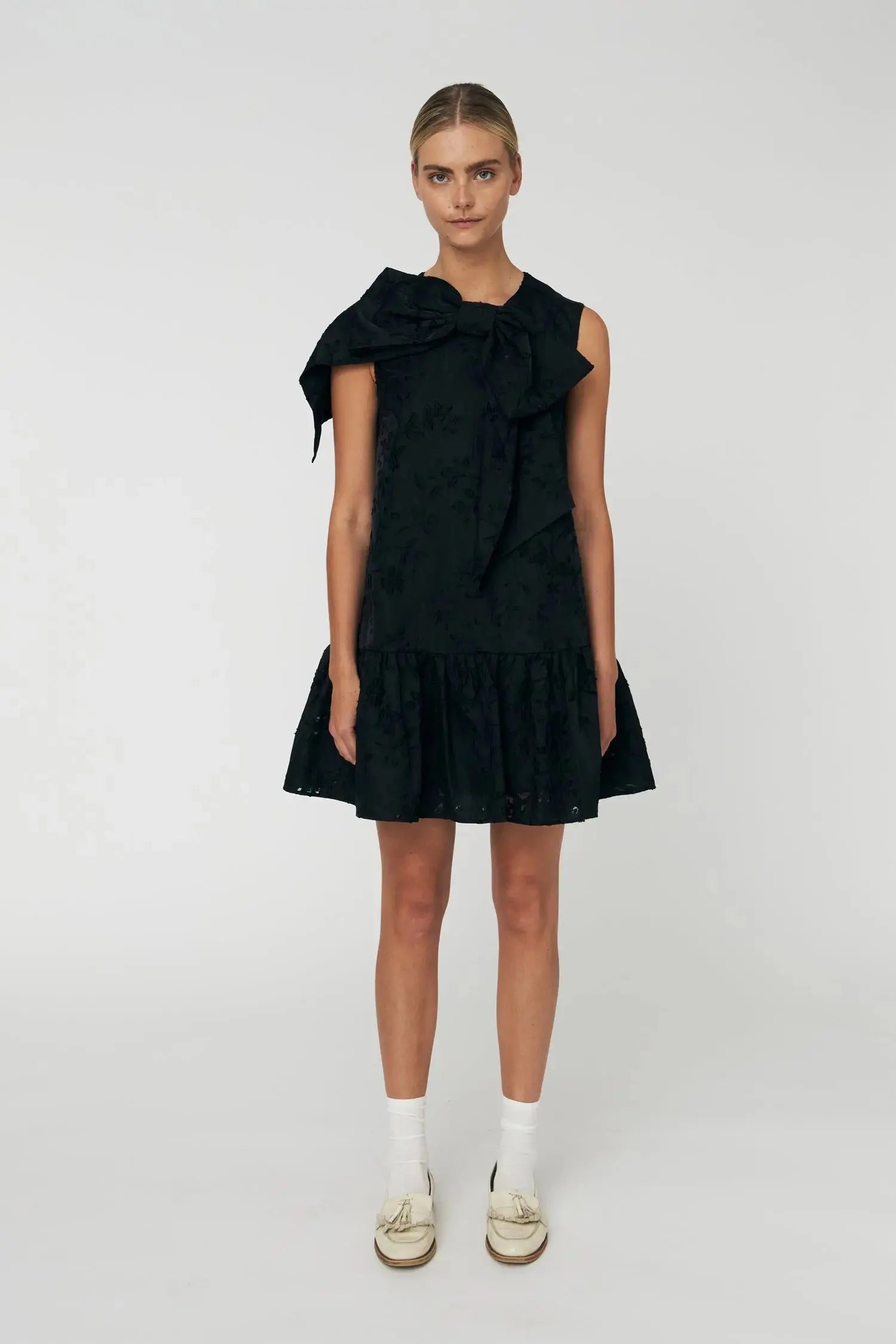 Stella Nova Festive Mini Dress with Bow Dress 999 Black