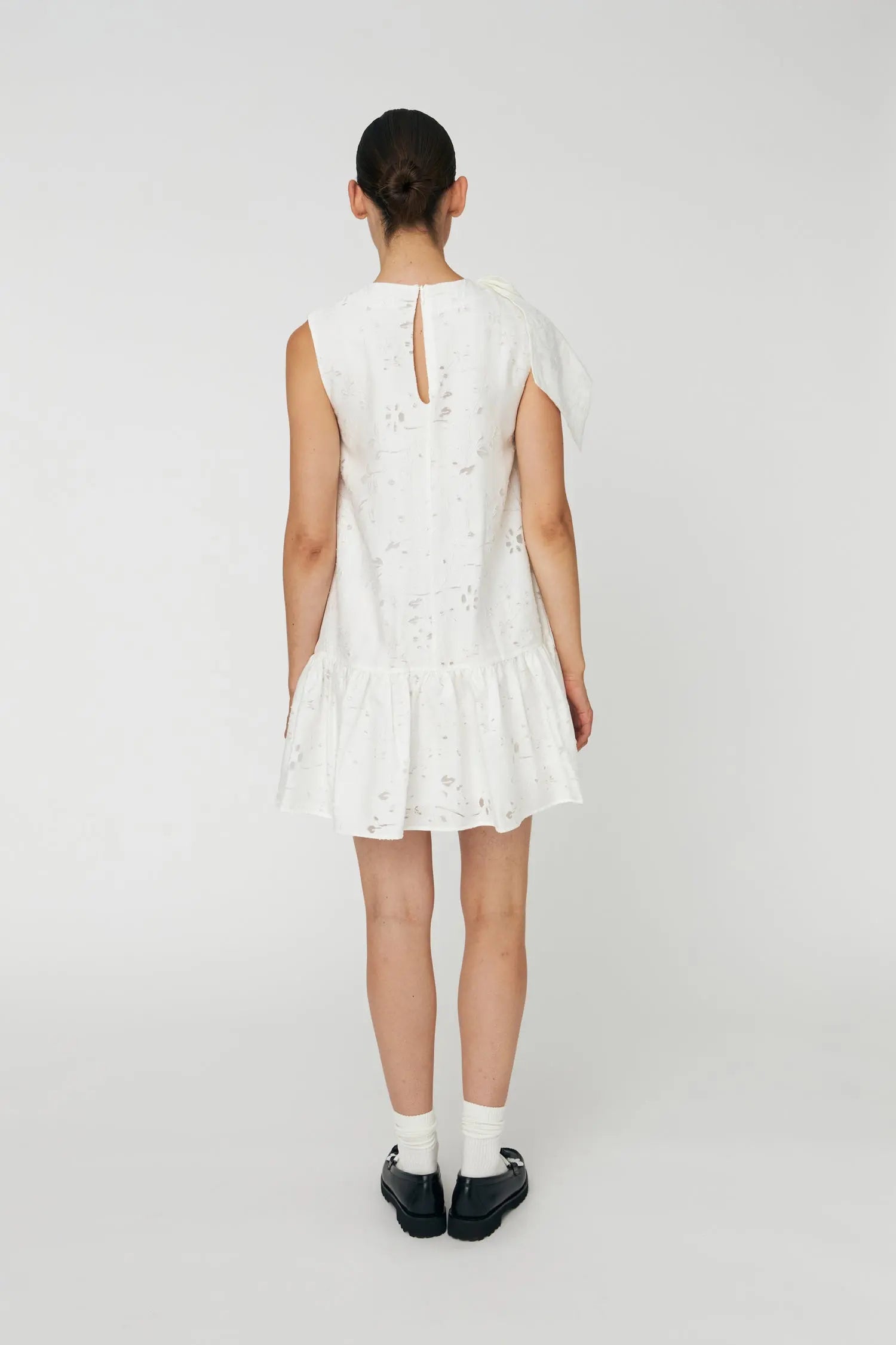 Stella Nova Festive Mini Dress with Bow Dress 001 White