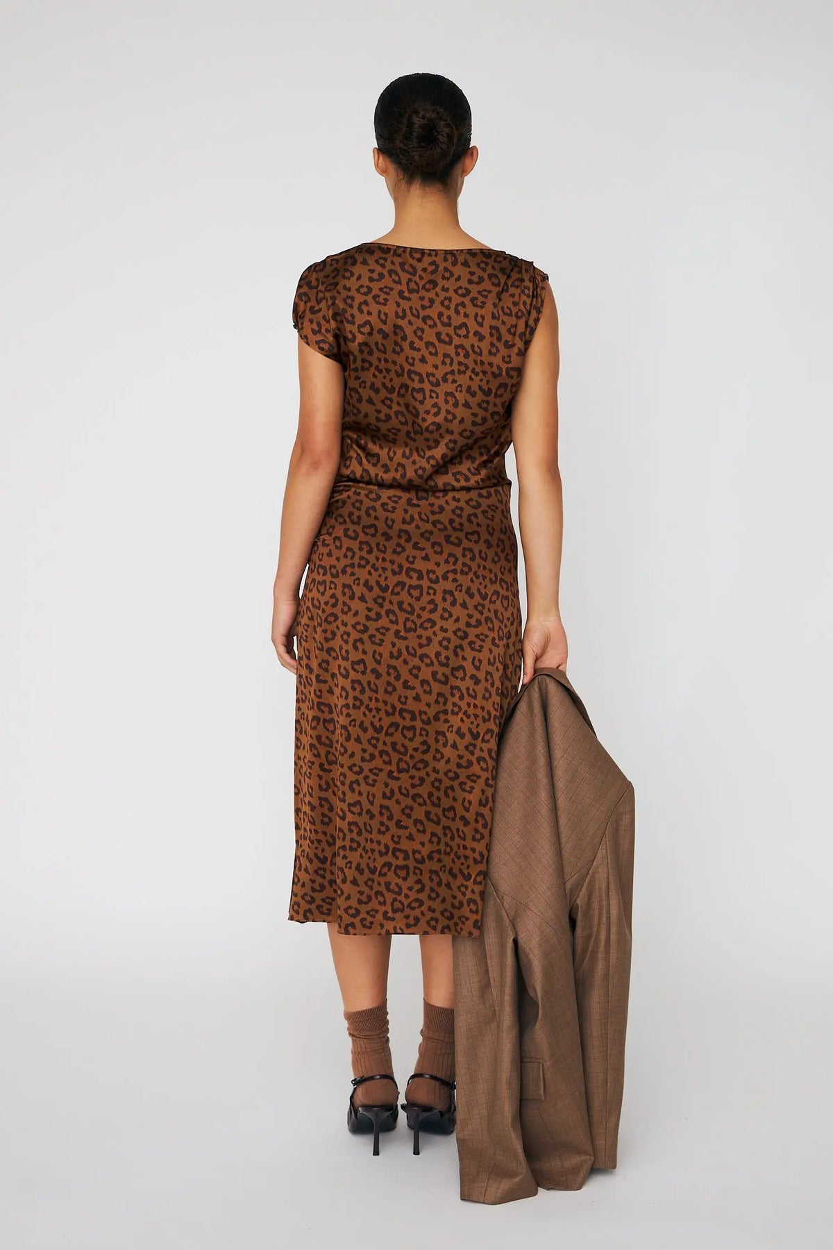 fitted animal print dress Midi Printed Color:Dark Grey 