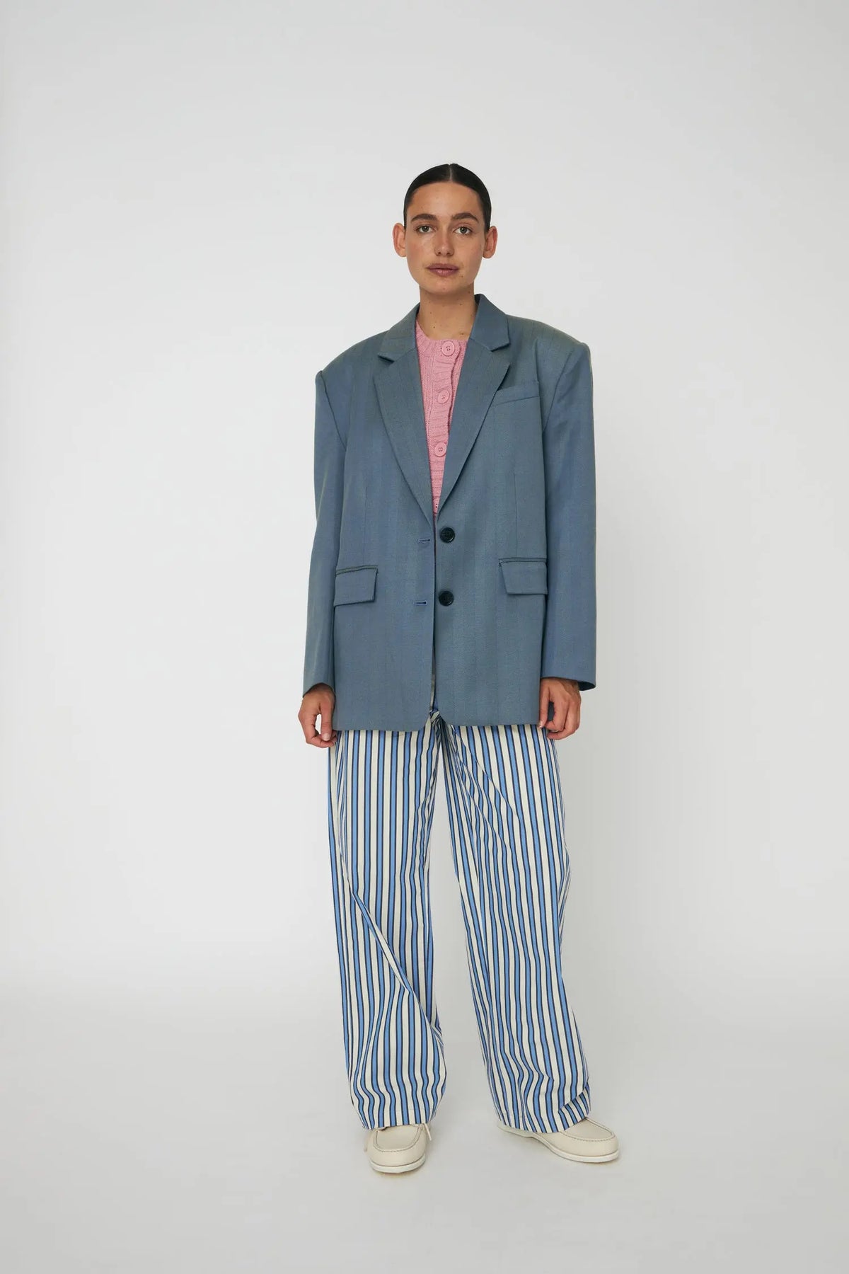 Stella Nova Herringbone Blazer Blazer 218 Aqua Green